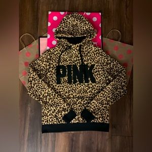 PINK Victoria's Secret | Tops | Vs Pink Size Medium Super Rare And Htf All  Over Leopard Print Pullover Hoodie | Poshmark